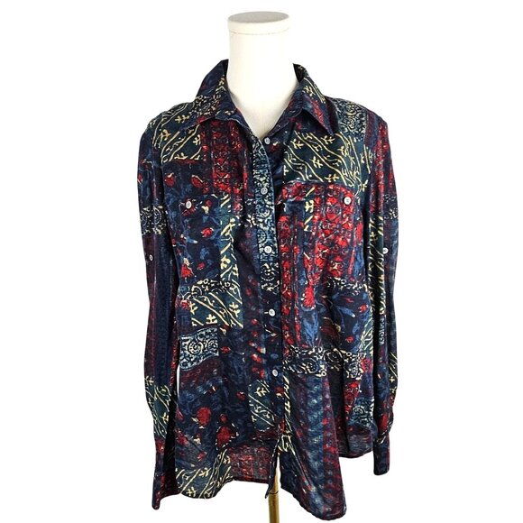 Lauren Ralph Lauren Vintage Floral Patchwork Button Down Shirt Professional Styl - Picture 1 of 10